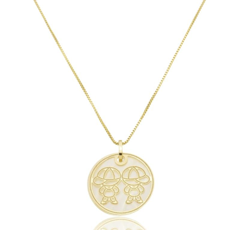 COLAR FEMININO COM PINGENTE DOIS MENINOS