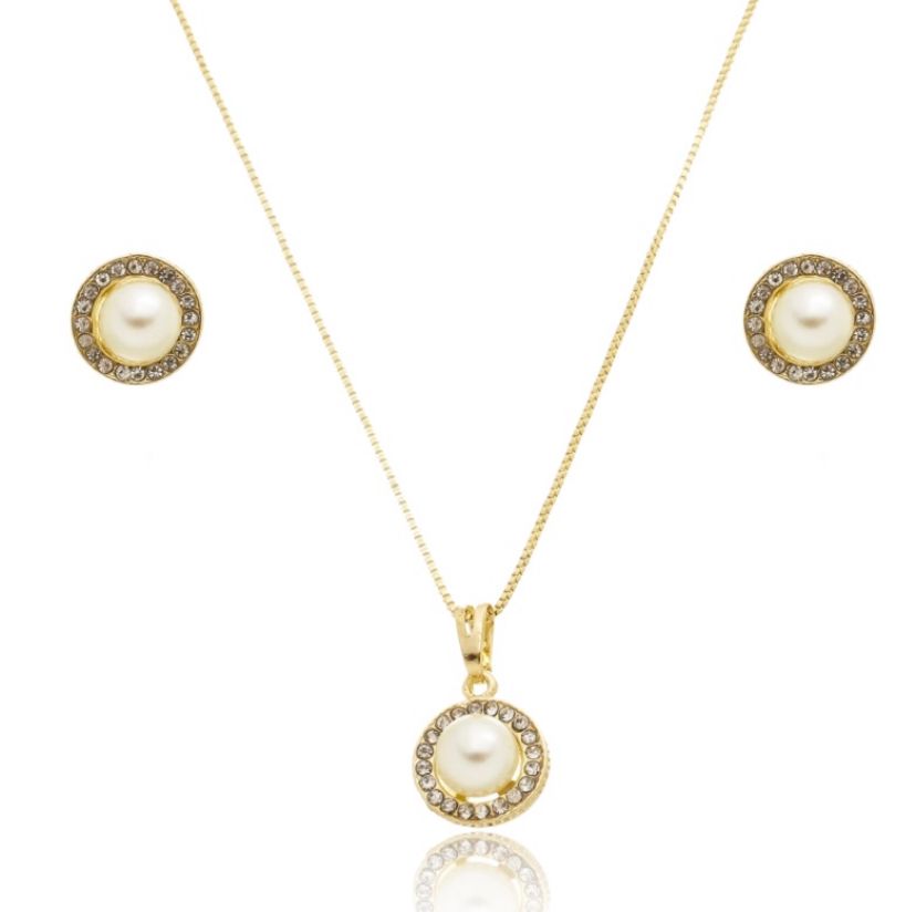 KIT COLAR + BRINCO PÉROLAS.