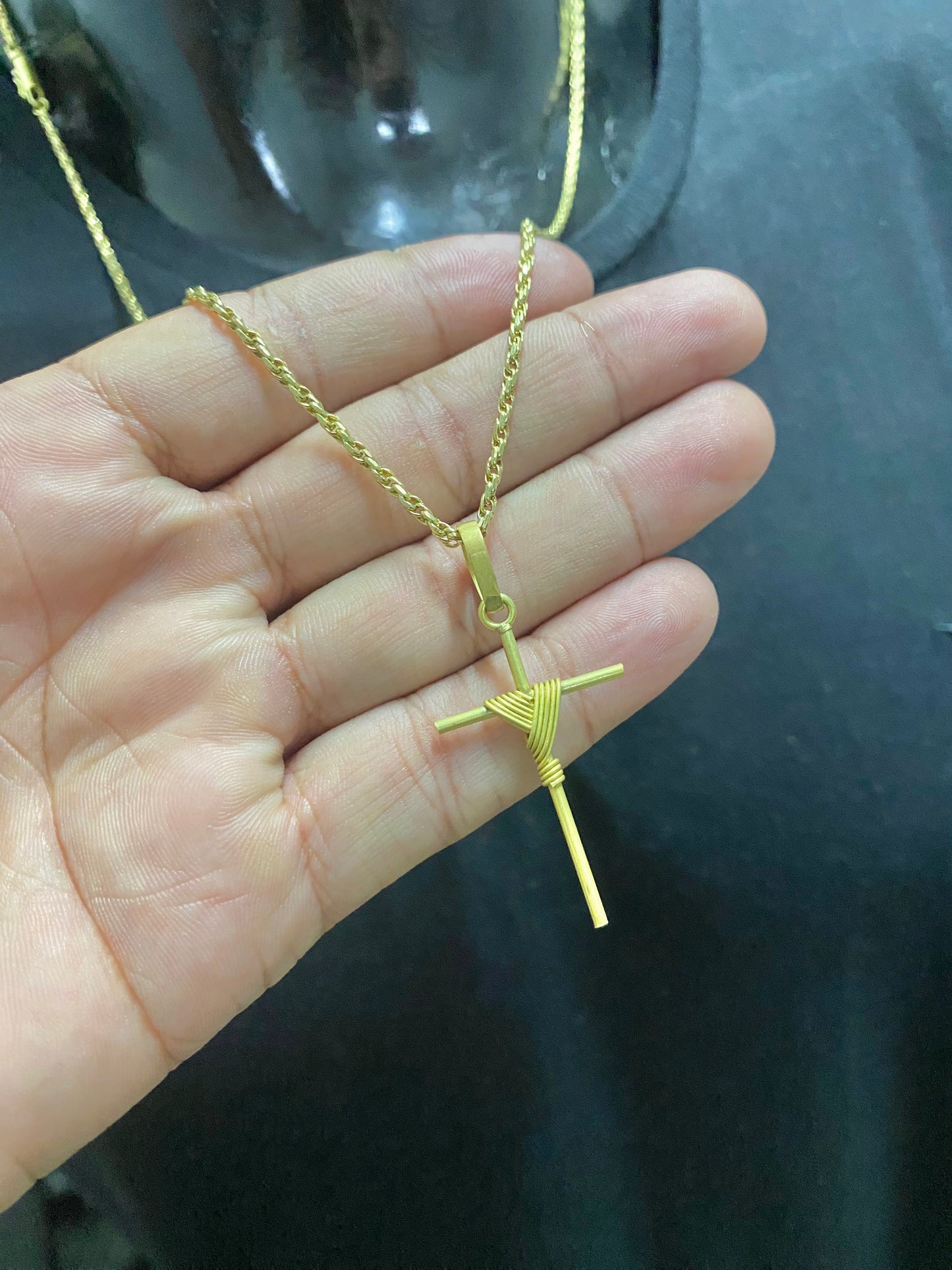 CORRENTE ELO TRANÇADO 2MM + CRUZ PALITO