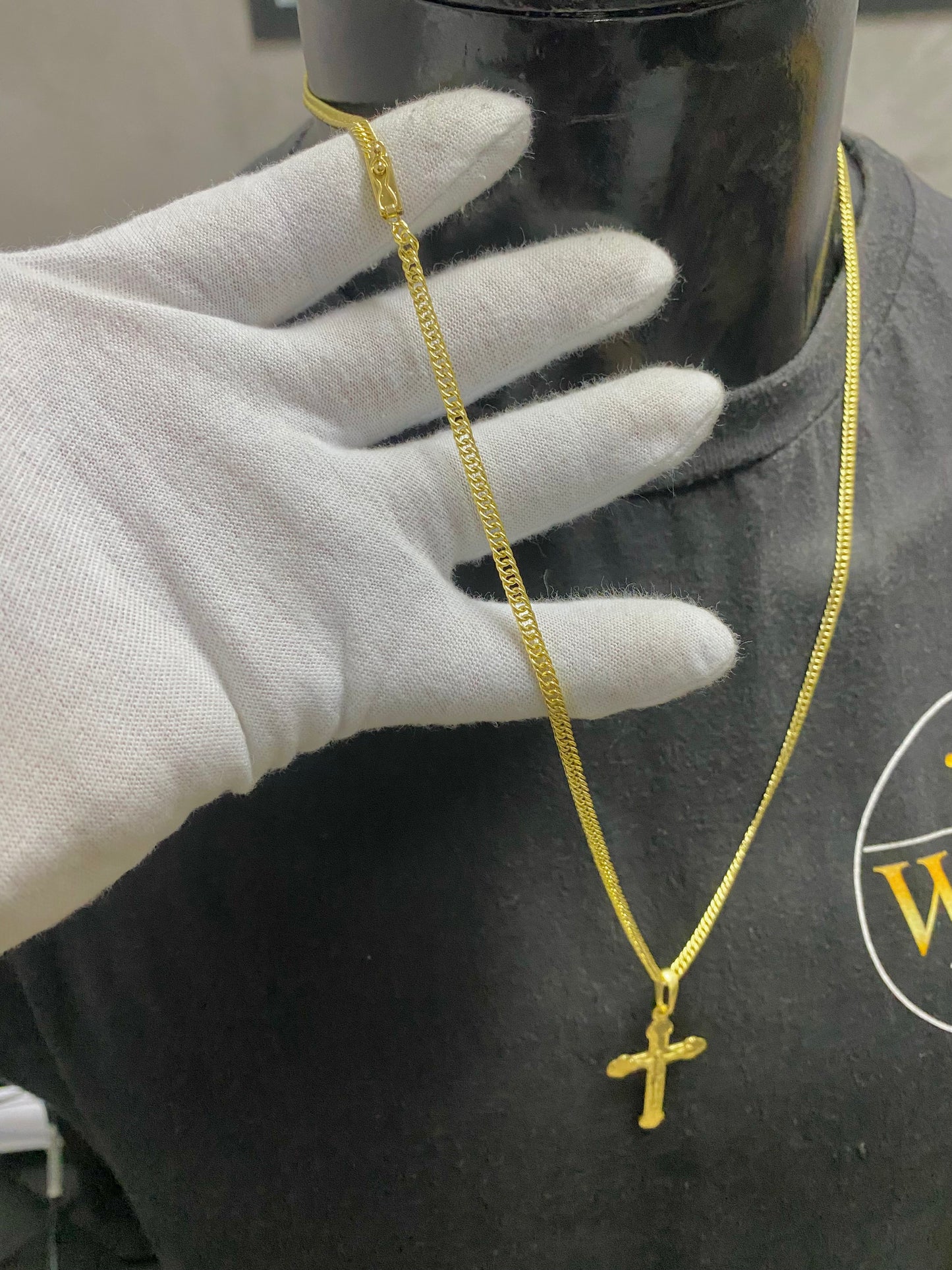 CORRENTE ELO GRUMET 2MM C/PING CRUZ-JESUS - WRDJOIAS