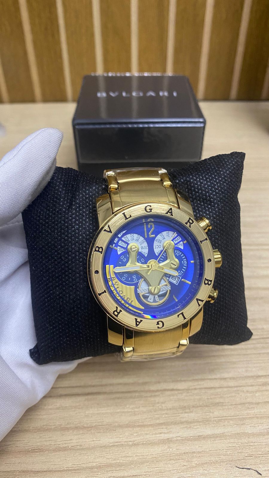 RELOGIO BVGARI DOURADO\AZUL