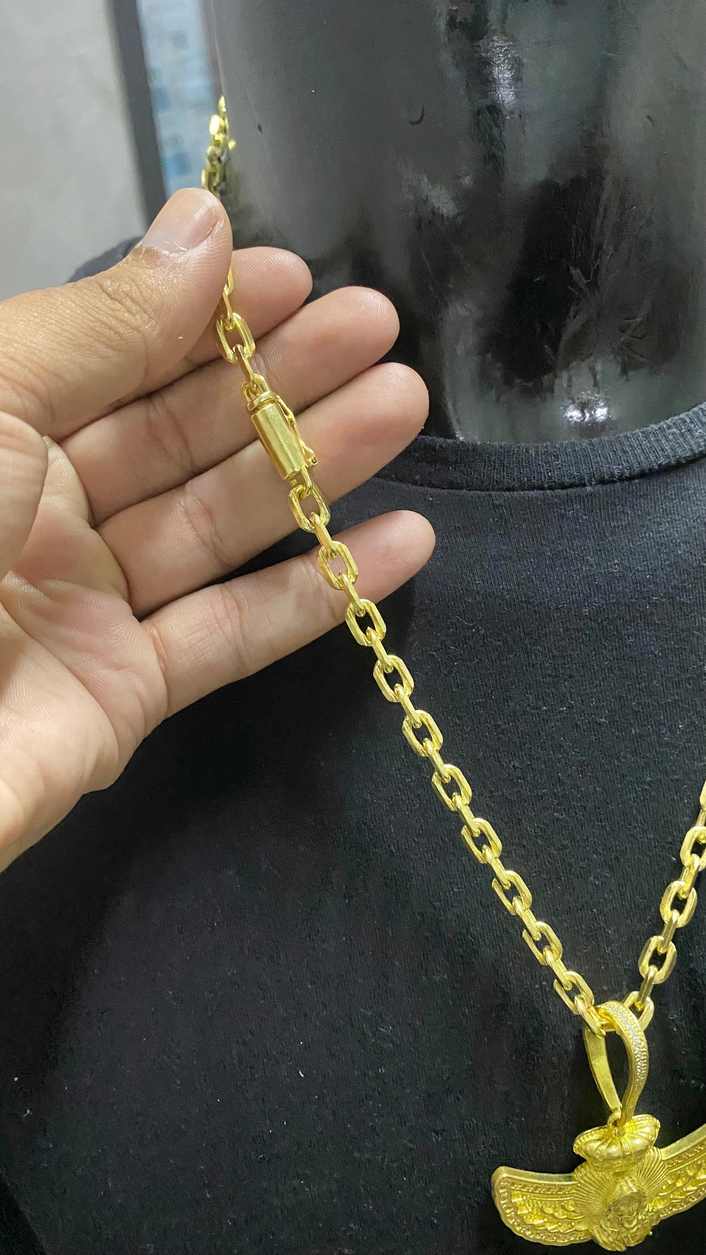 CORRENTE ELO CADEADO QUINA 6MM + PING ASAS FÉ CRAVEJADO
