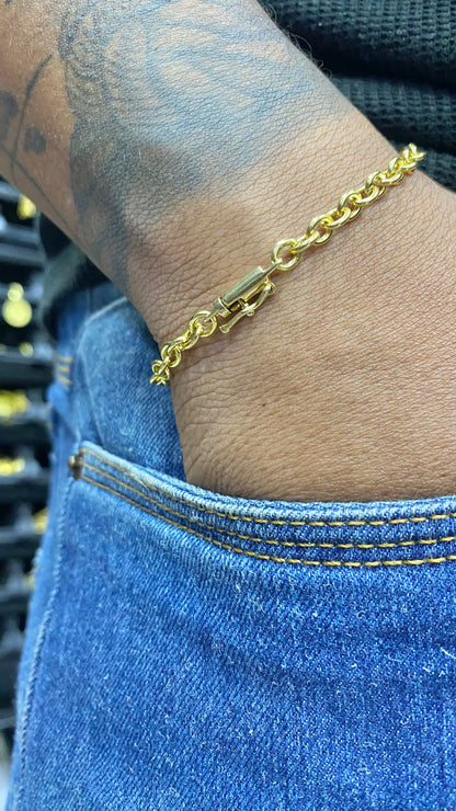 PULSEIRA CADEADO 4 MM BOLEADO  (FECHO CANHÃO)