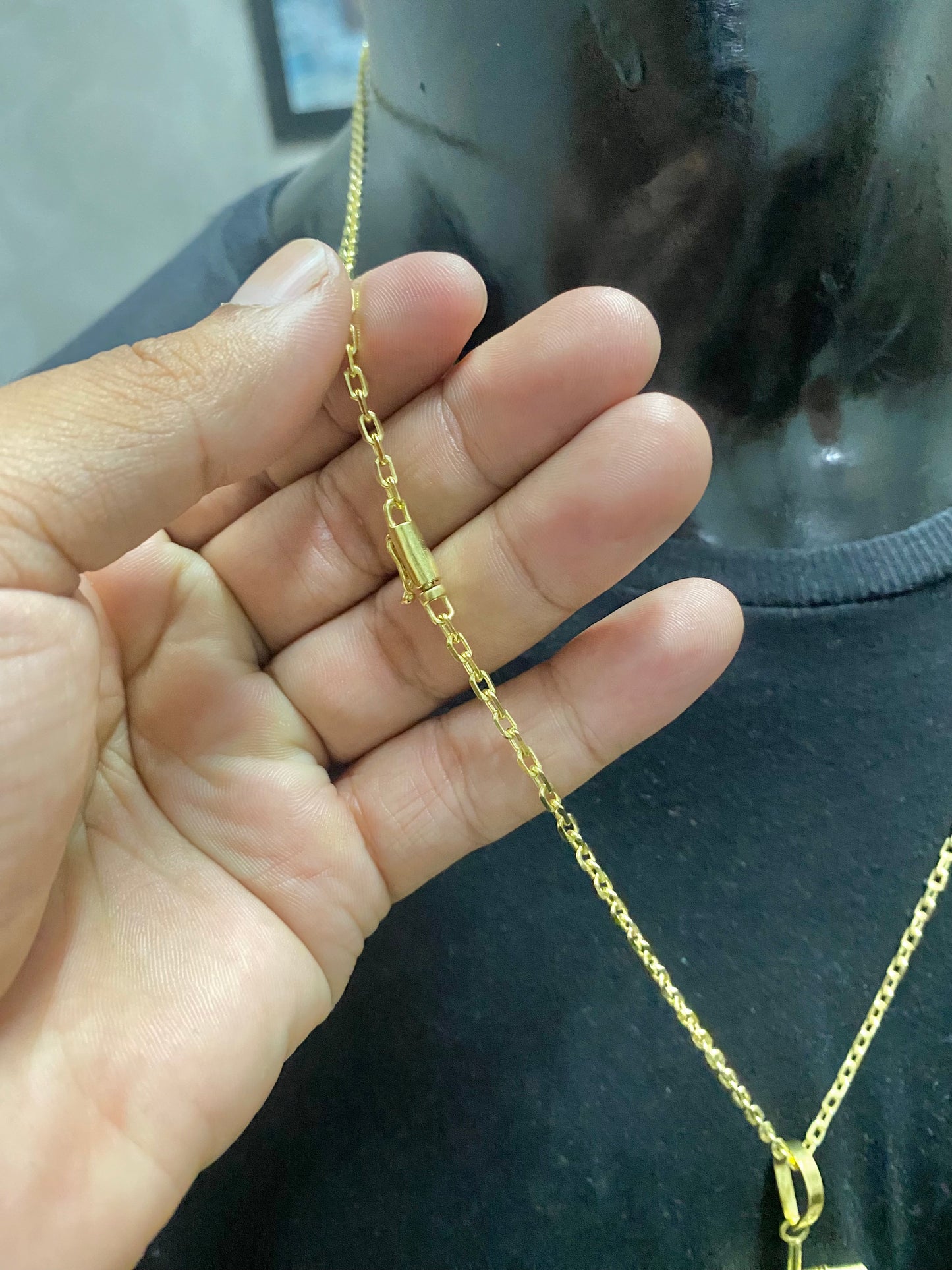 CORRENTE ELO CADEADO 3MM + PINGENTE CRUZ PALITO