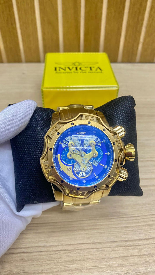 RELOGIO INVICTA DOURADO ( MAQUINÁRIO AZUL )