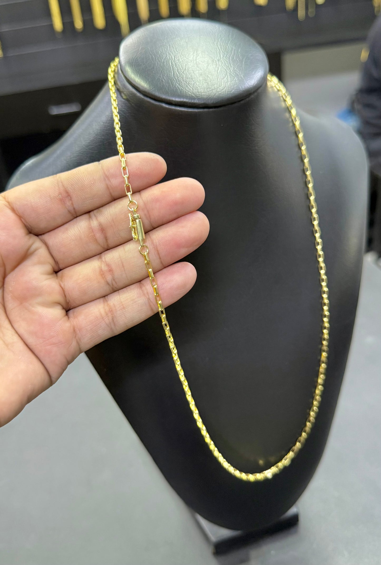 CORRENTE ELO TIJOLINHO 3MM BOLEADA ( FECHO CANHÃO )