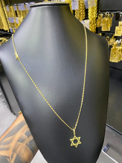 CORRENTE ELO PIASTRINE 2MM C/PING ESTRELA DE DAVI VAZADA - WRDJOIAS