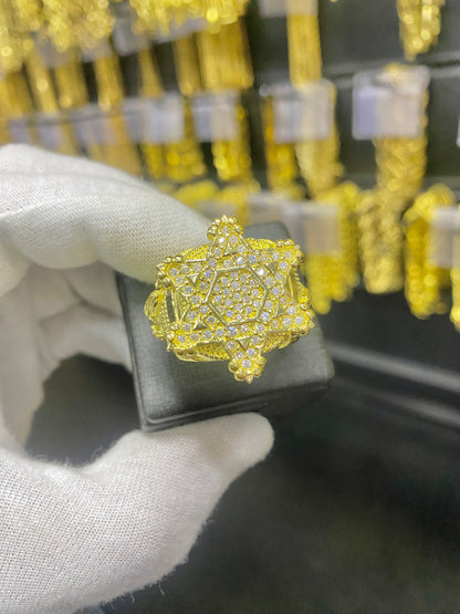 ANEL ESTRELA DE DAVI CRAV GRANDE (PEDRAS BRANCAS)