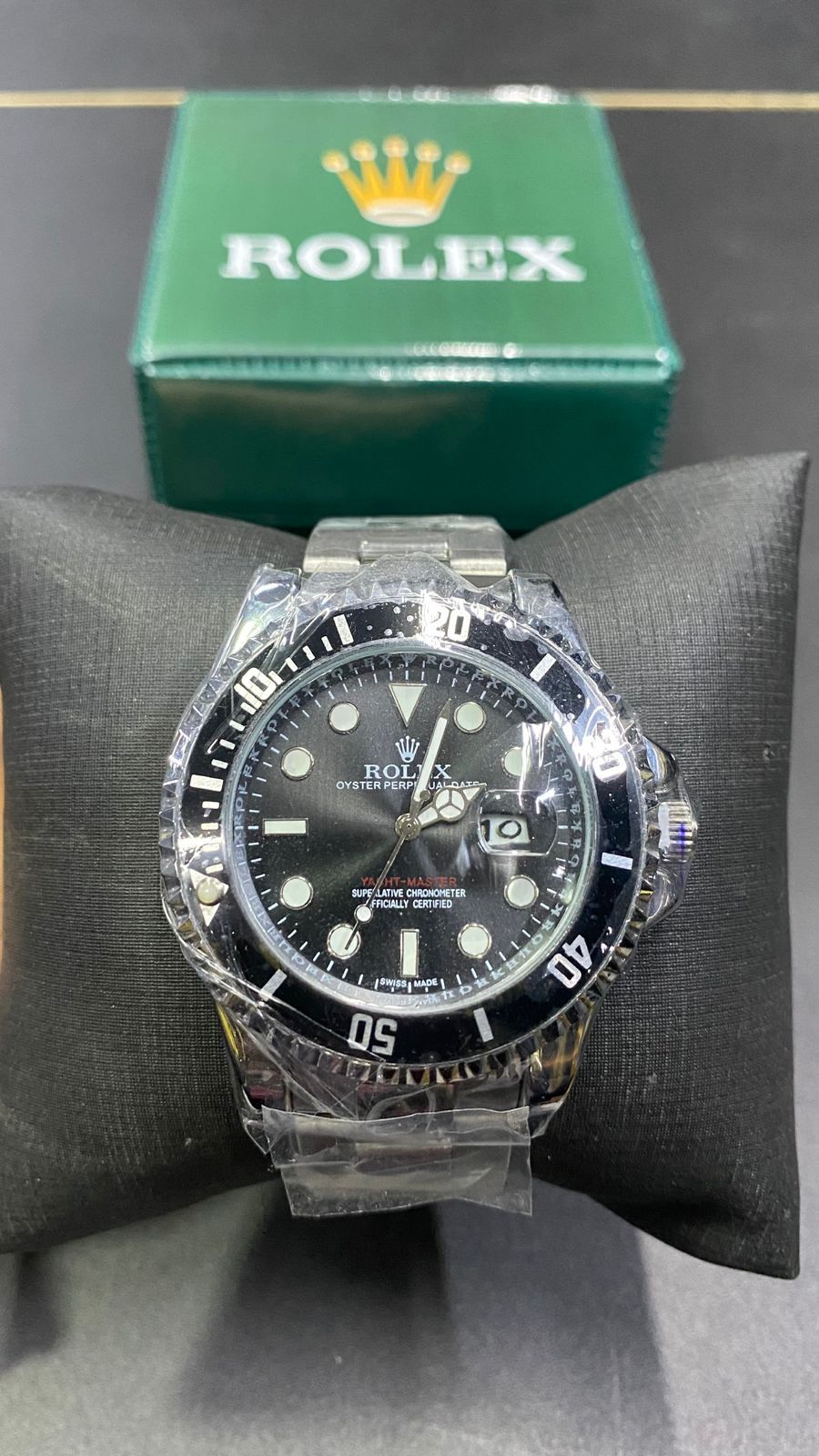 RELOGIO ROLEX PRATA BORDA FUNDO PRETA