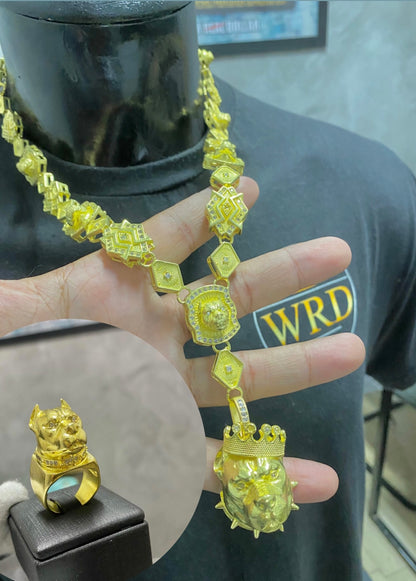 KIT PITBULL POZE - CORDÃO + PINGENTE + DEDEIRA - WRDJOIAS