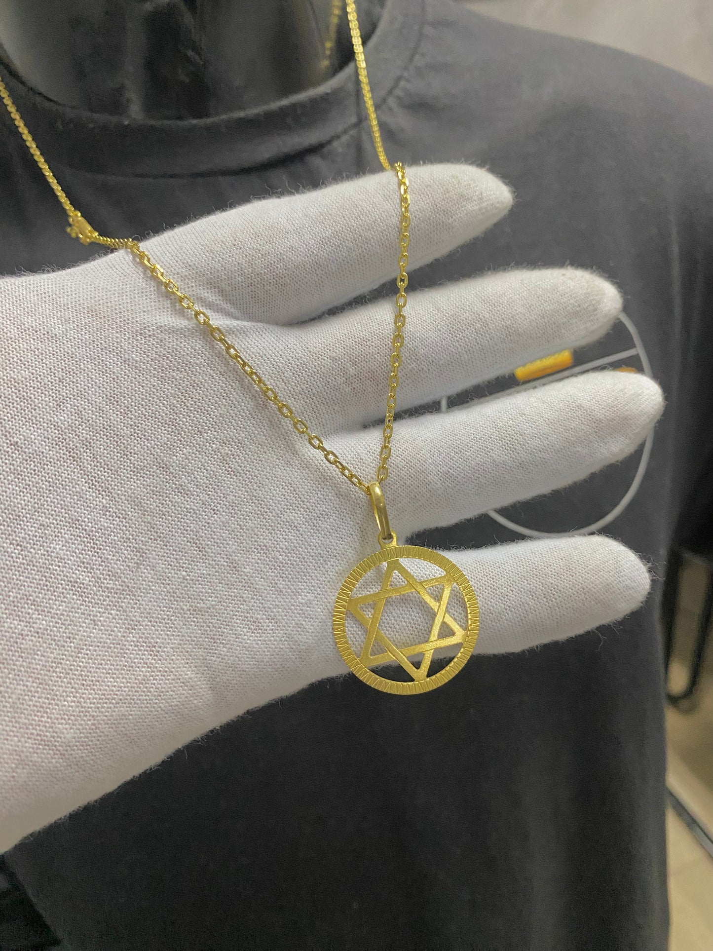 CORRENTE ELO CADEADO 2MM C/PING ESTRELA DE DAVI - WRDJOIAS