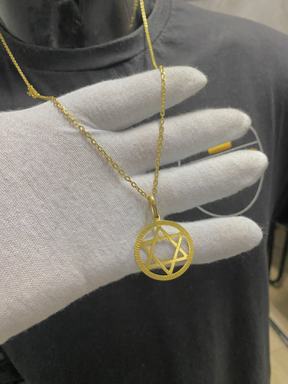 CORRENTE ELO CADEADO 2MM C/PING ESTRELA DE DAVI - WRDJOIAS