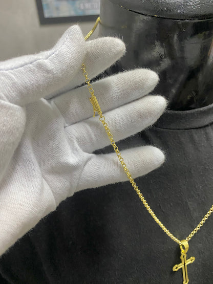 CORRENTE ELO PORTUGUÊS 2MM C/PING CRUZ VAZADA - WRDJOIAS