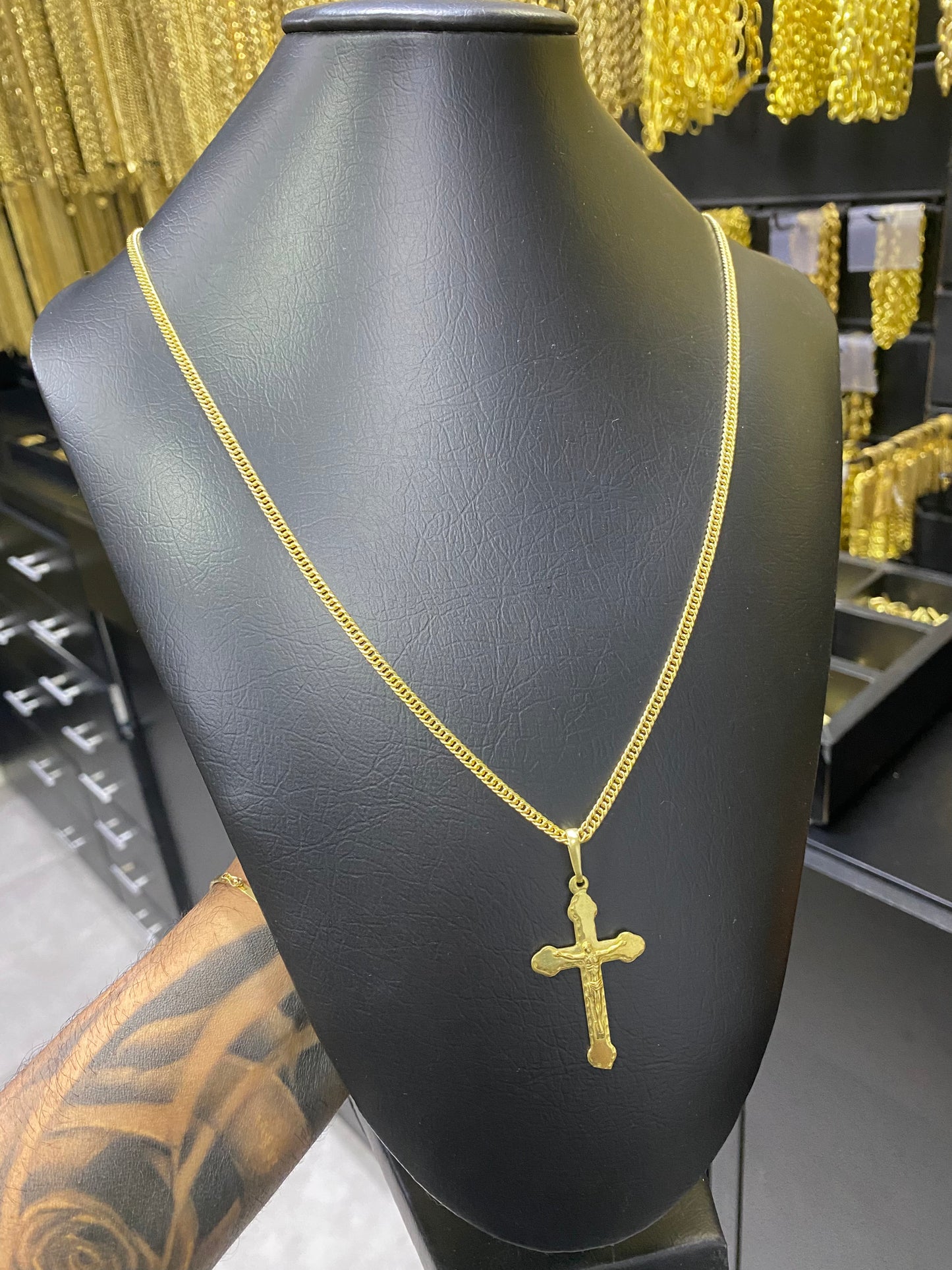 CORRENTE ELO GRUMET 2MM C/PING CRUZ-JESUS - WRDJOIAS
