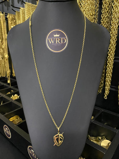 CORRENTE ELO PORTUGUES + PINGENTE FE VAZADO - WRDJOIAS