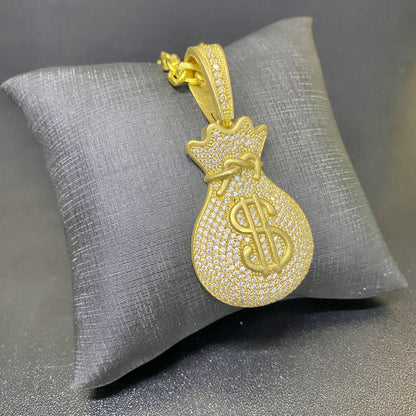 PINGENTE BOLSA CIFRÃO CRAVEJADO - WRDJOIAS