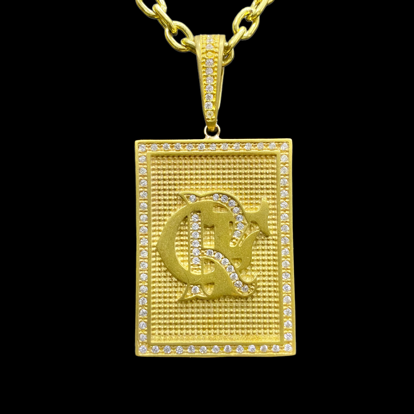 PINGENTE FLAMENGO PLACA CRAVEJADA - WRDJOIAS